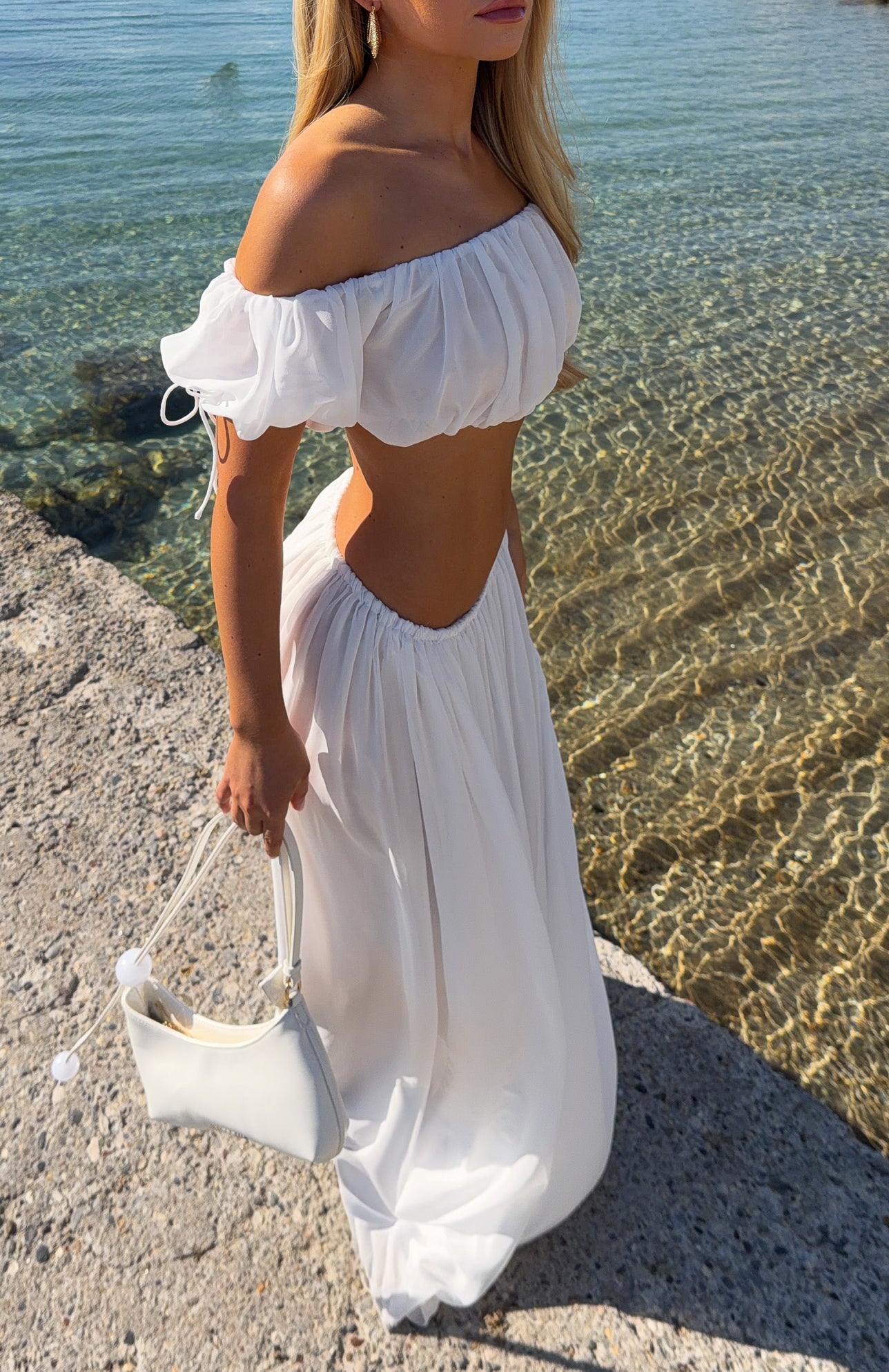 Flounce Flirt Maxi Skirt White