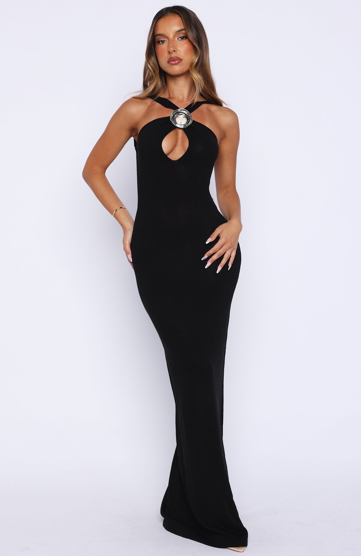 Forever On Vacation Knit Maxi Dress Black