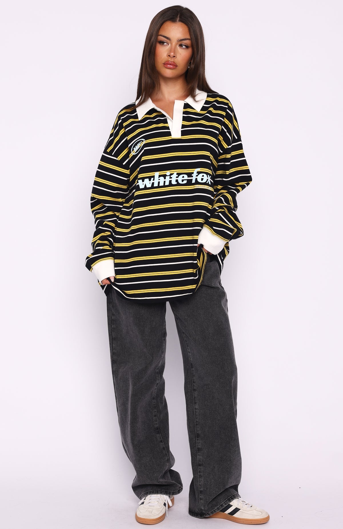 Gentle Affection Long Sleeve Rugby Shirt Black/Yellow Stripe