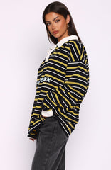 Gentle Affection Long Sleeve Rugby Shirt Black/Yellow Stripe