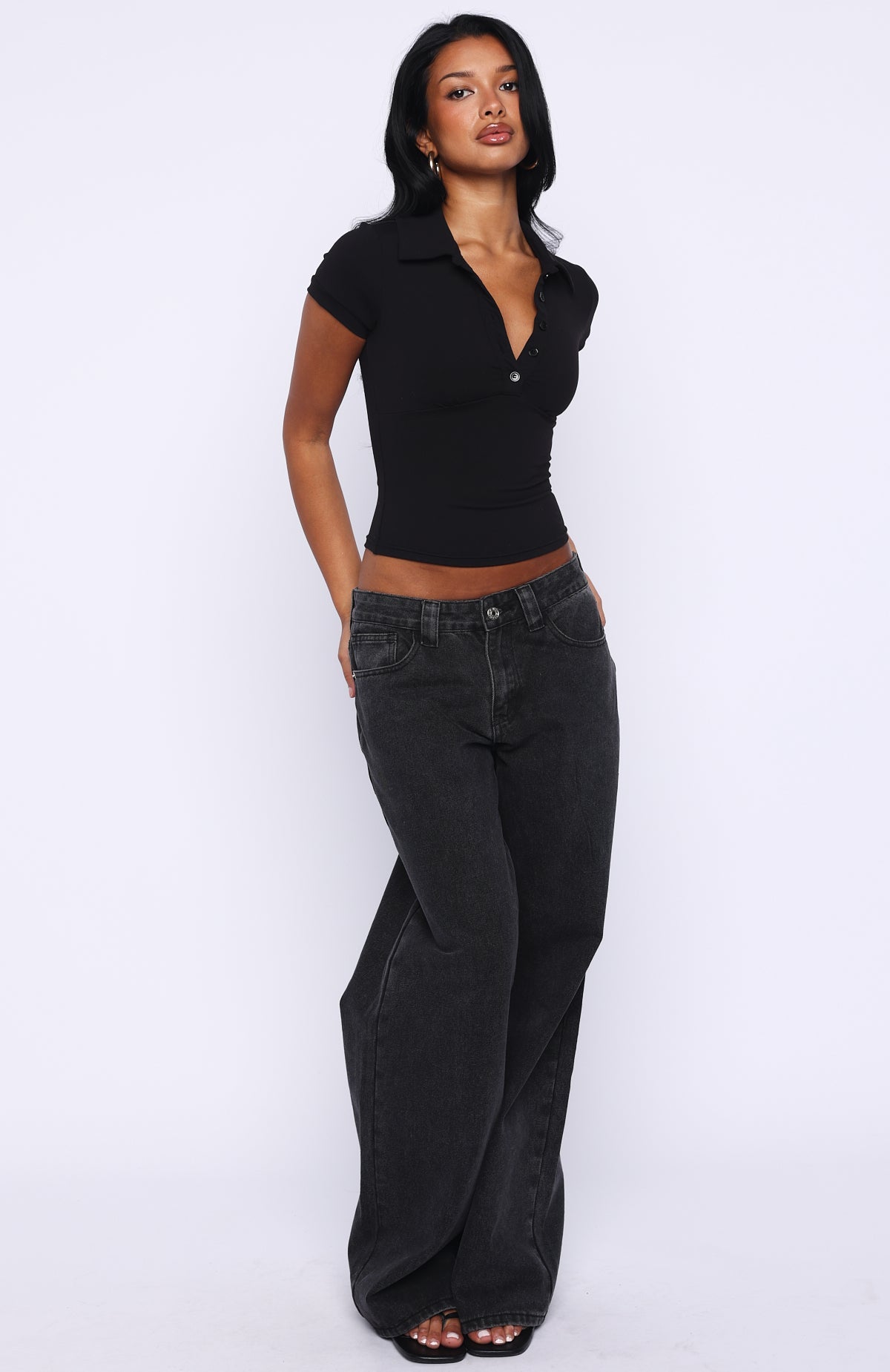 Get Back Up Short Sleeve Polo Top Black