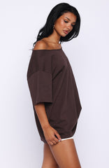 Give Me Options Off Shoulder Tee Chocolate