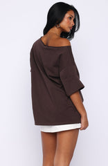 Give Me Options Off Shoulder Tee Chocolate