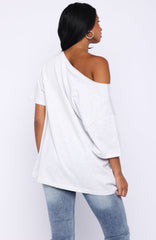 Give Me Options Off Shoulder Tee Light Grey Marle