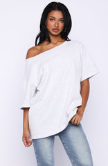 Give Me Options Off Shoulder Tee Light Grey Marle