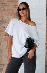 Give Me Options Off Shoulder Tee Light Grey Marle