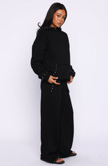 Glow Your Own Way Studded Wide Leg Sweatpants Black