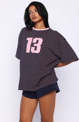 Good Old Days Oversized Tee Pink / Navy Stripe