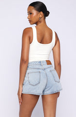 Hayley High Rise Denim Shorts Mid Blue
