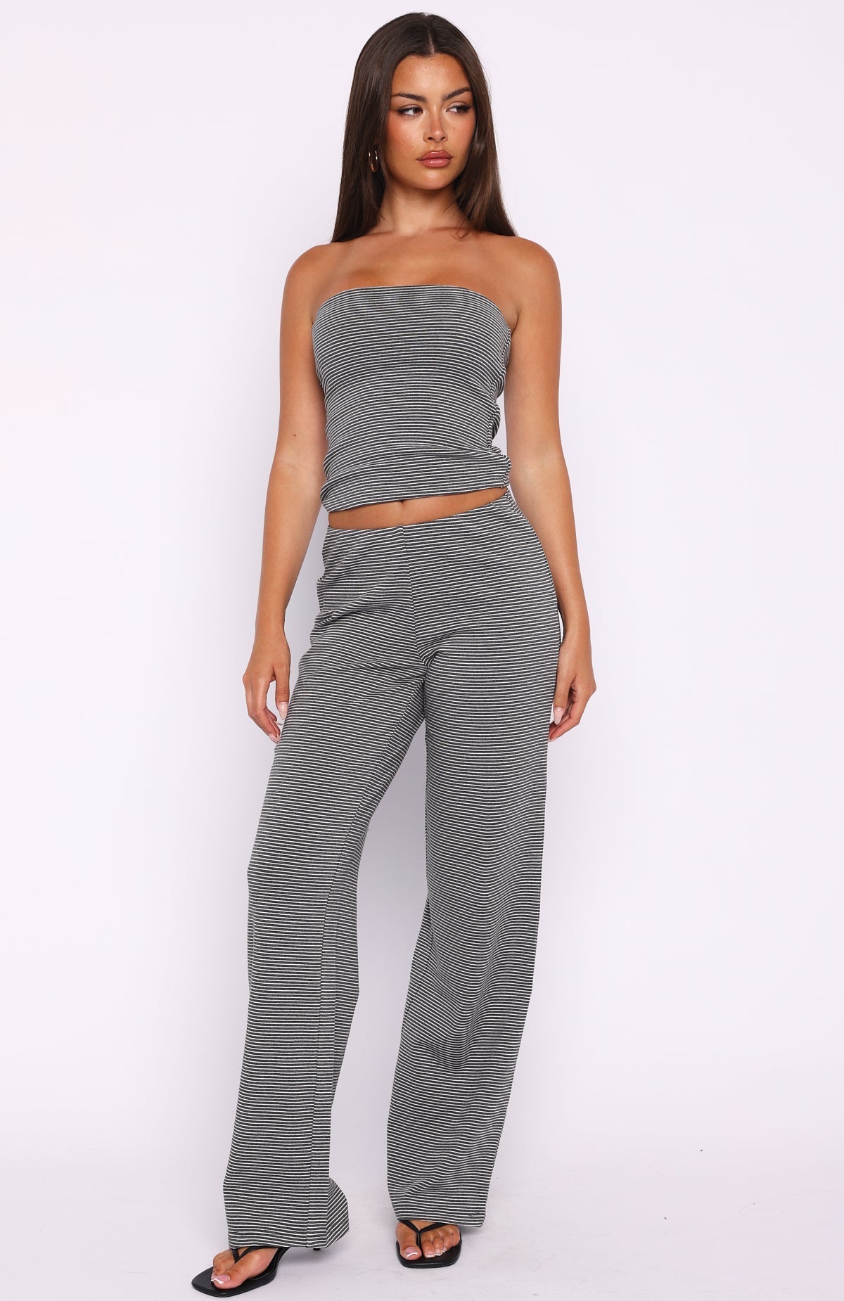 Happy It Happened Pants Grey/White Stripe