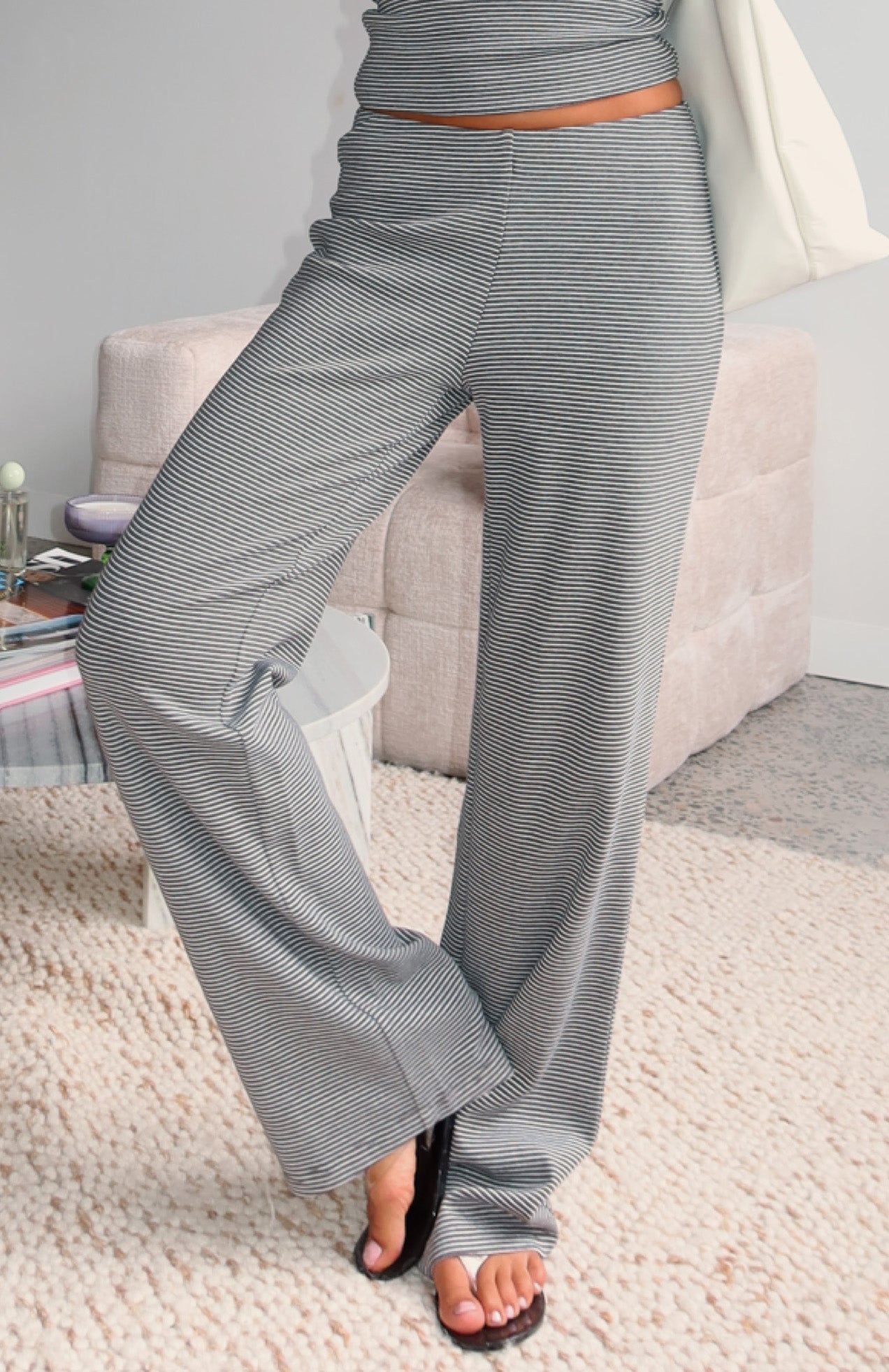 Happy It Happened Pants Grey/White Stripe