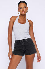 Hayley High Rise Denim Shorts Black Acid