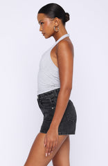 Hayley High Rise Denim Shorts Black Acid