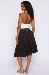 Heavenly Verse Studded Midi Skirt Espresso