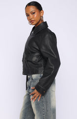 I Know Love PU Jacket Black