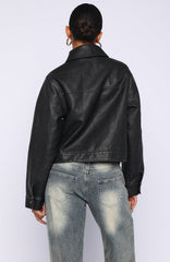 I Know Love PU Jacket Black