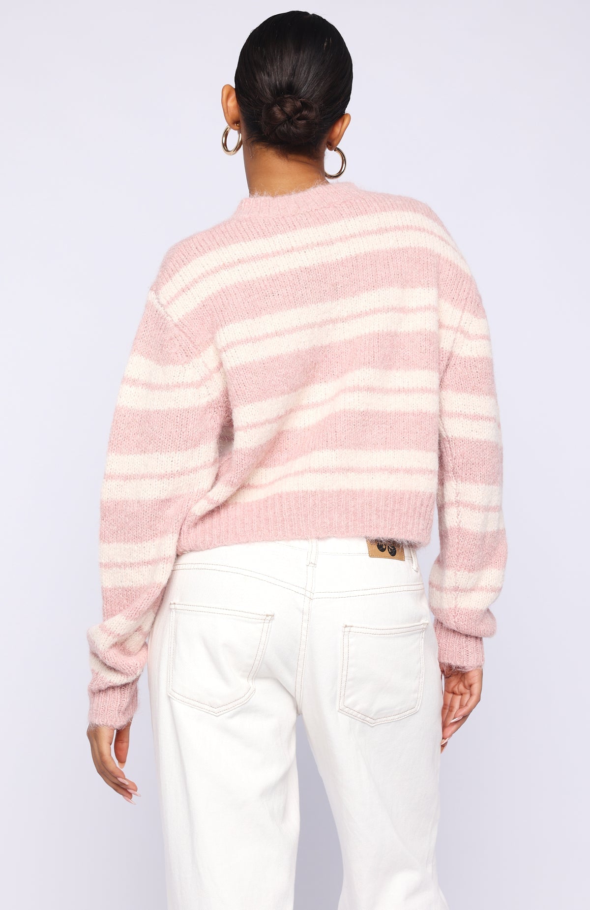 Ice Bae Stripe Knit Cardigan Strawberry Cream Stripe