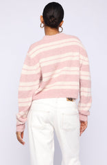 Ice Bae Stripe Knit Cardigan Strawberry Cream Stripe