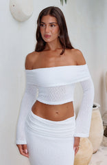 In Too Deep Long Sleeve Knit Top White