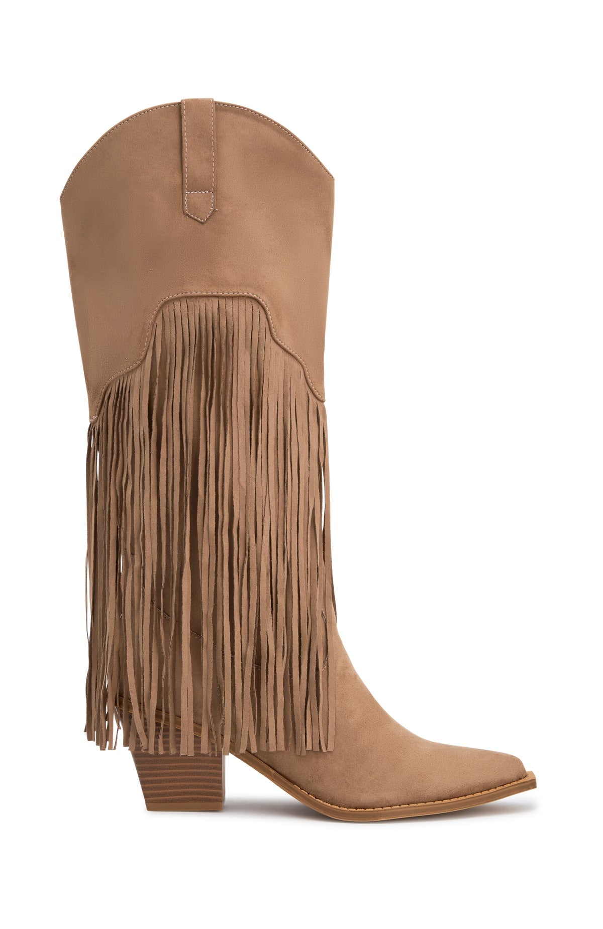 Iniko Cowboy Boot Taupe Faux Suede
