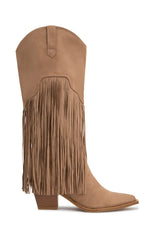 Iniko Cowboy Boot Taupe Faux Suede