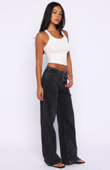 Jasmine Mid Rise Straight Leg Jeans Black Acid