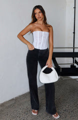 Jasmine Mid Rise Straight Leg Jeans Black Acid