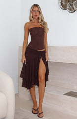Just Keep Watching Midi Skirt Chocolate
