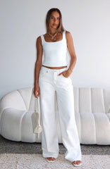 Just My Type Mid Rise Wide Leg Jeans Off White