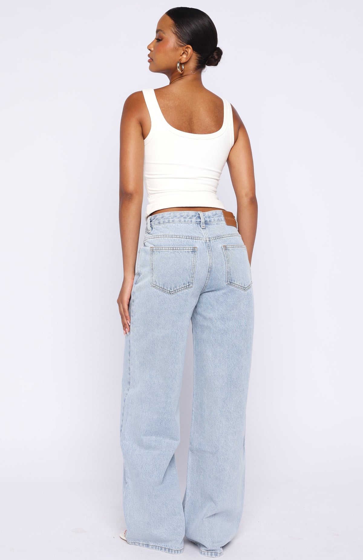 Just My Type Mid Rise Wide Leg Jeans Mid Blue