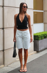 Kahlia Denim Shorts White