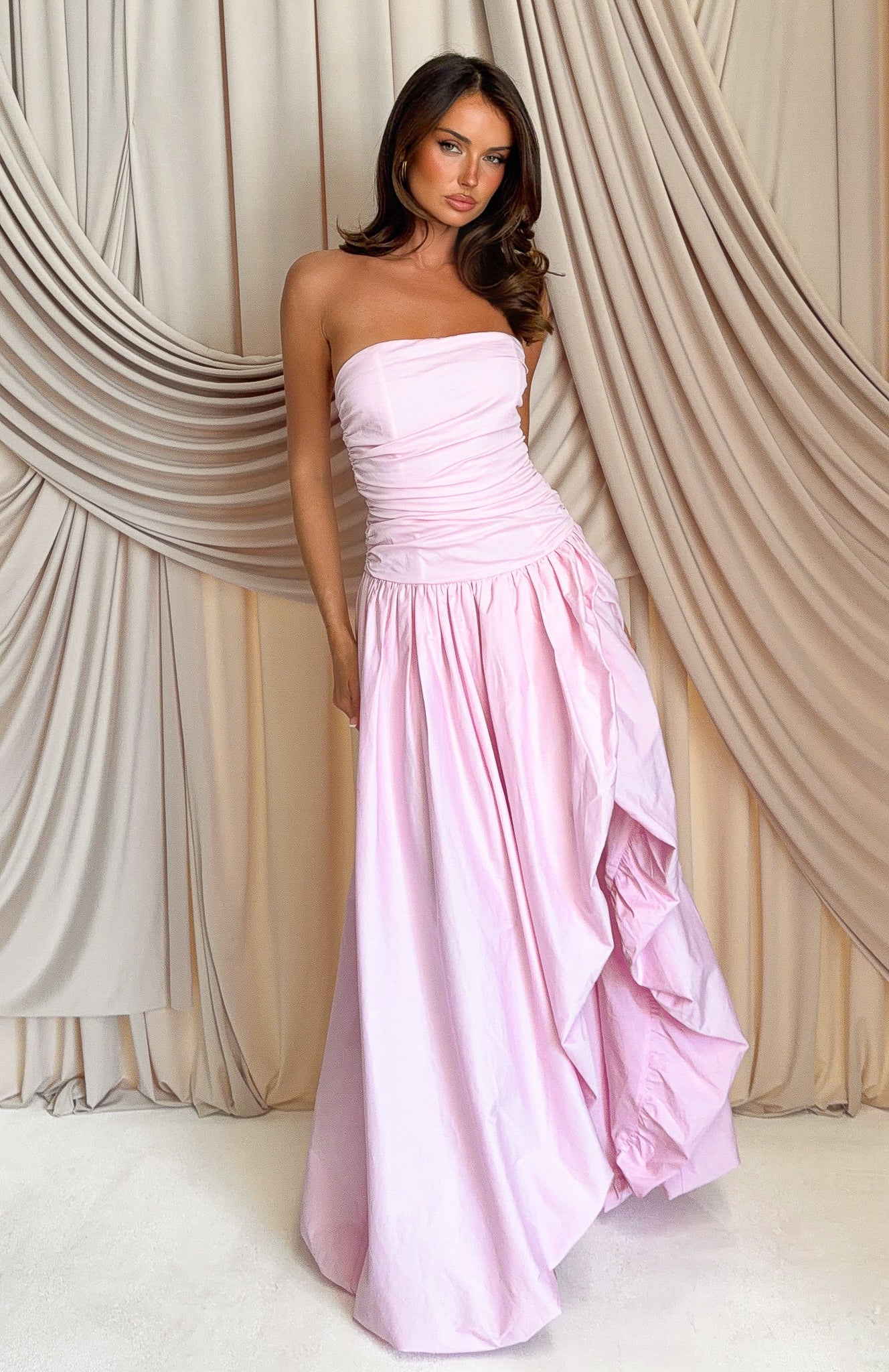 Keep My Promise Strapless Maxi Dress Pink