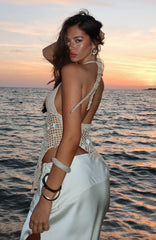Keep On Wishing Halter Crochet Top Sand