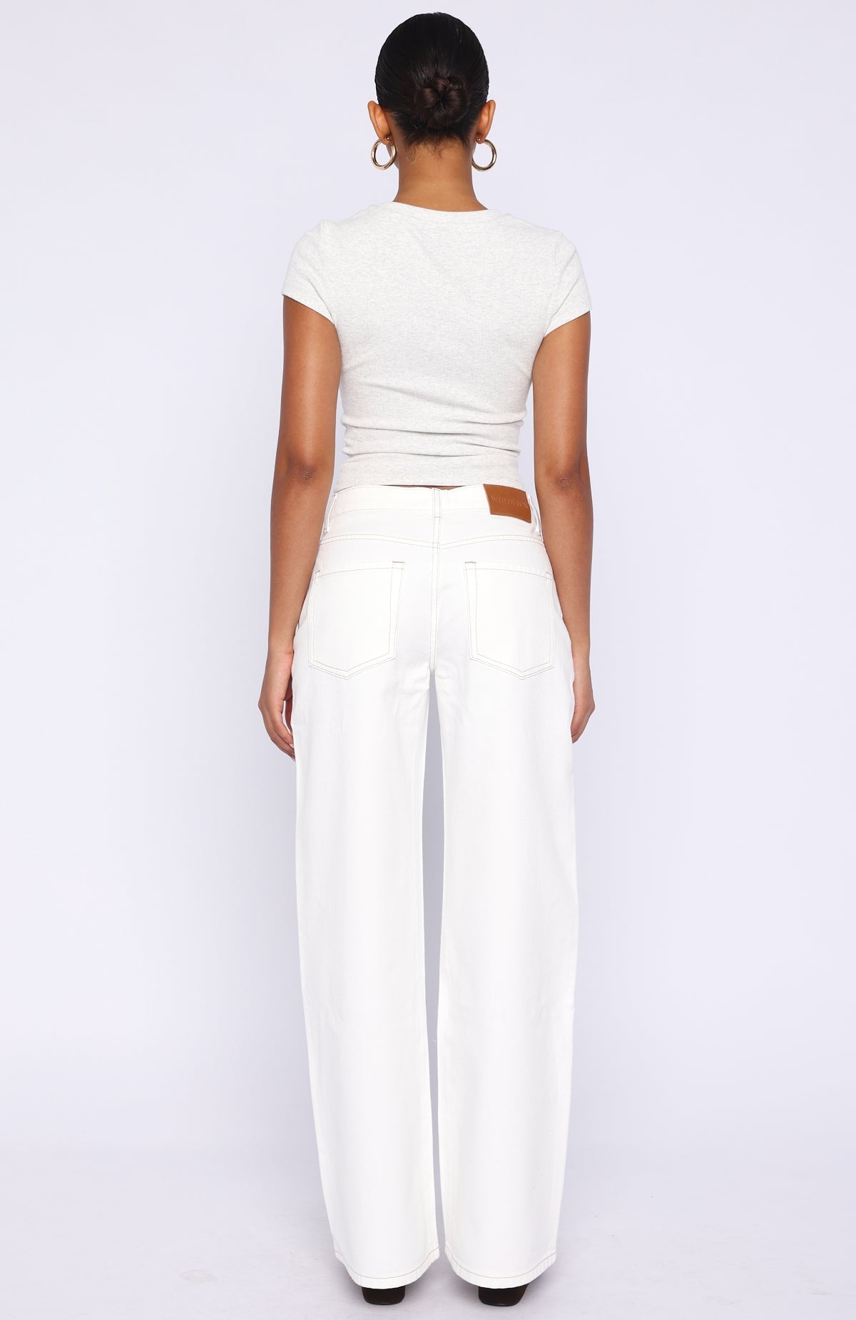 Kendall Mid Rise Wide Leg Jeans Off White