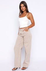 Kiara Mid Rise Barrel Leg Jeans Sesame Wash