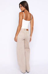 Kiara Mid Rise Barrel Leg Jeans Sesame Wash