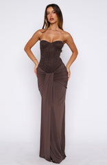 Kiss The Girl Strapless Maxi Dress Chocolate
