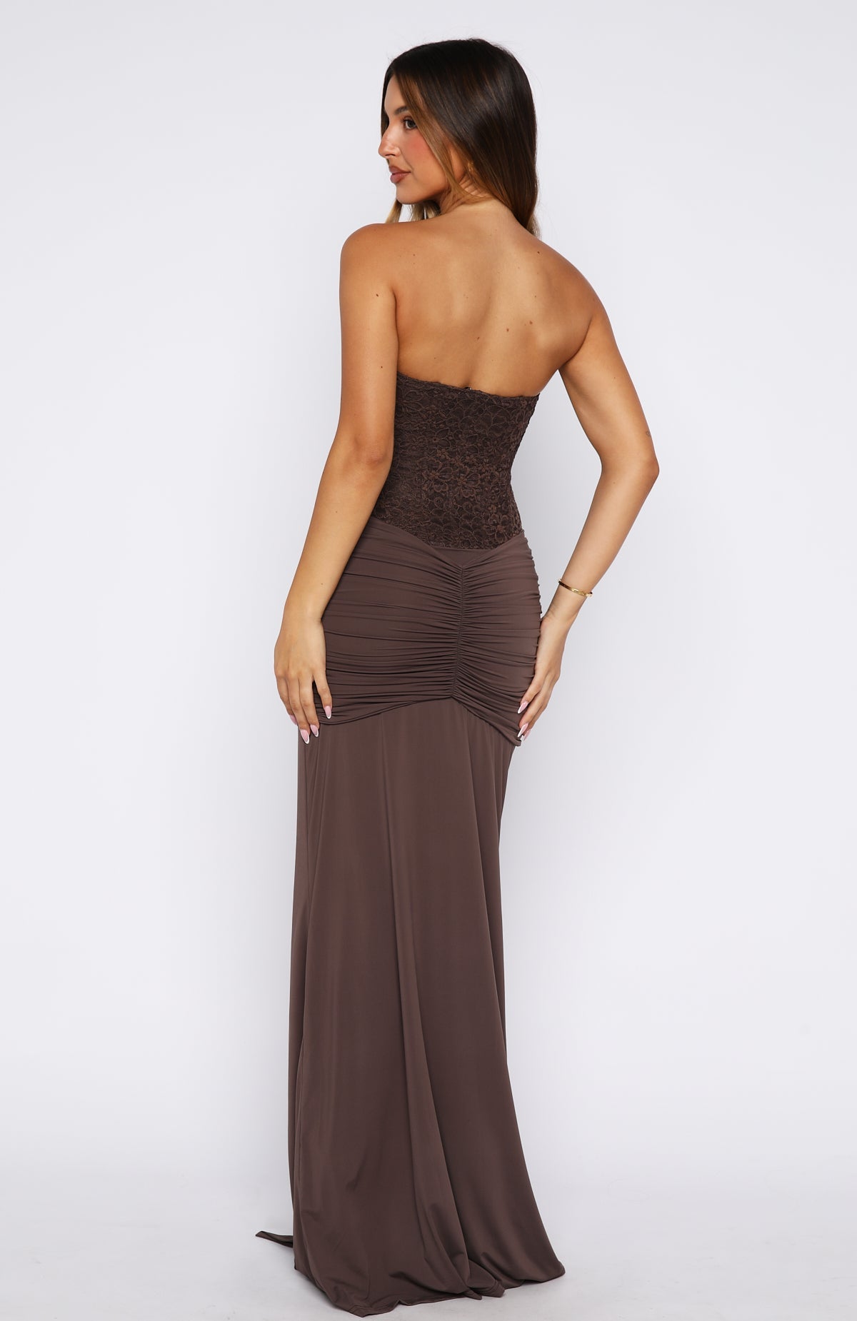 Kiss The Girl Strapless Maxi Dress Chocolate