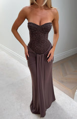 Kiss The Girl Strapless Maxi Dress Chocolate