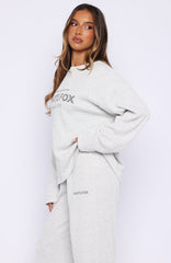 Leave Me Out Of It Waffle Oversized Long Sleeve Tee Grey Marle