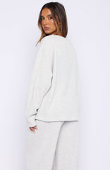 Leave Me Out Of It Waffle Oversized Long Sleeve Tee Grey Marle