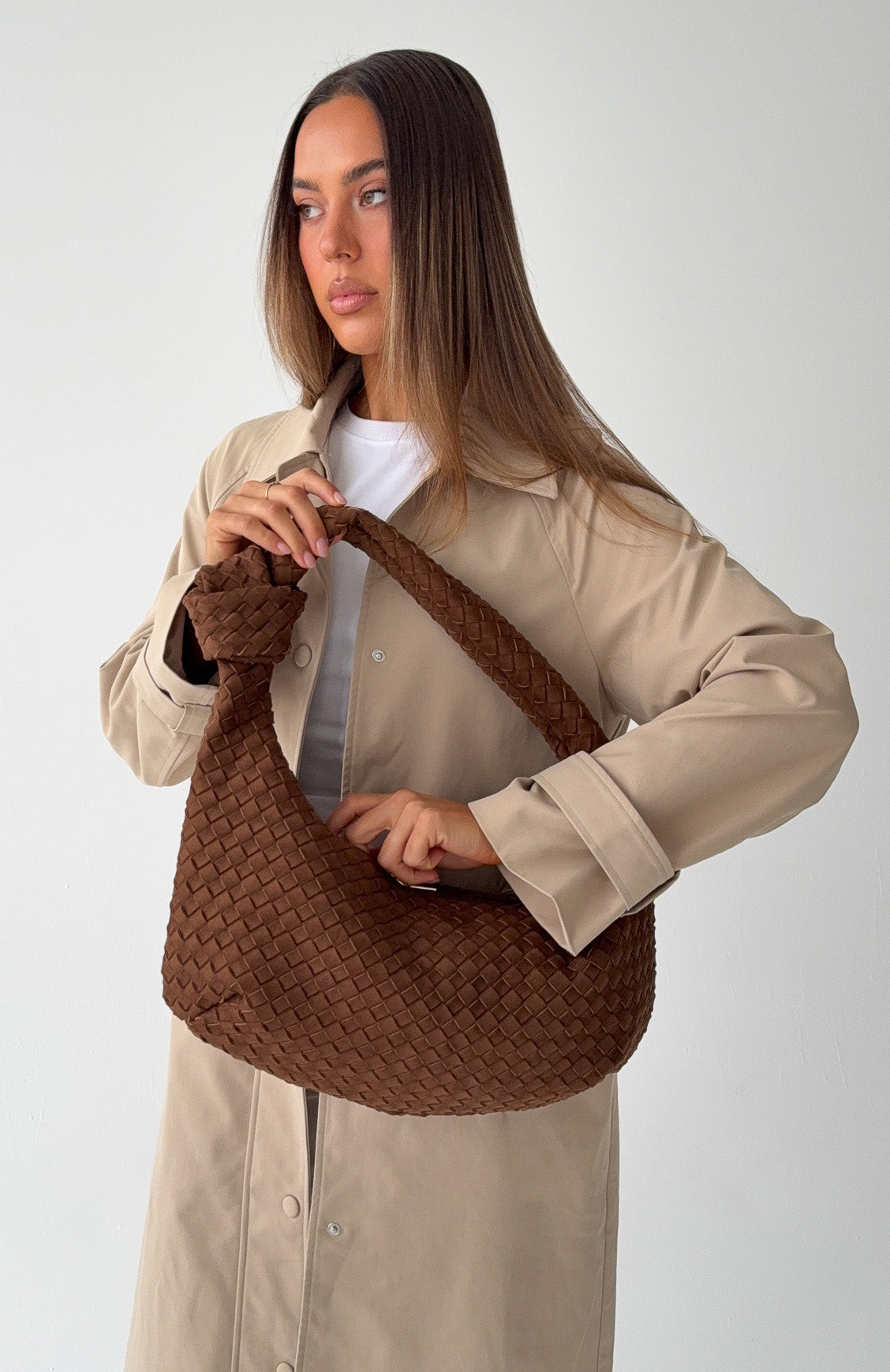 Lexi Shoulder Bag Chocolate Faux Suede