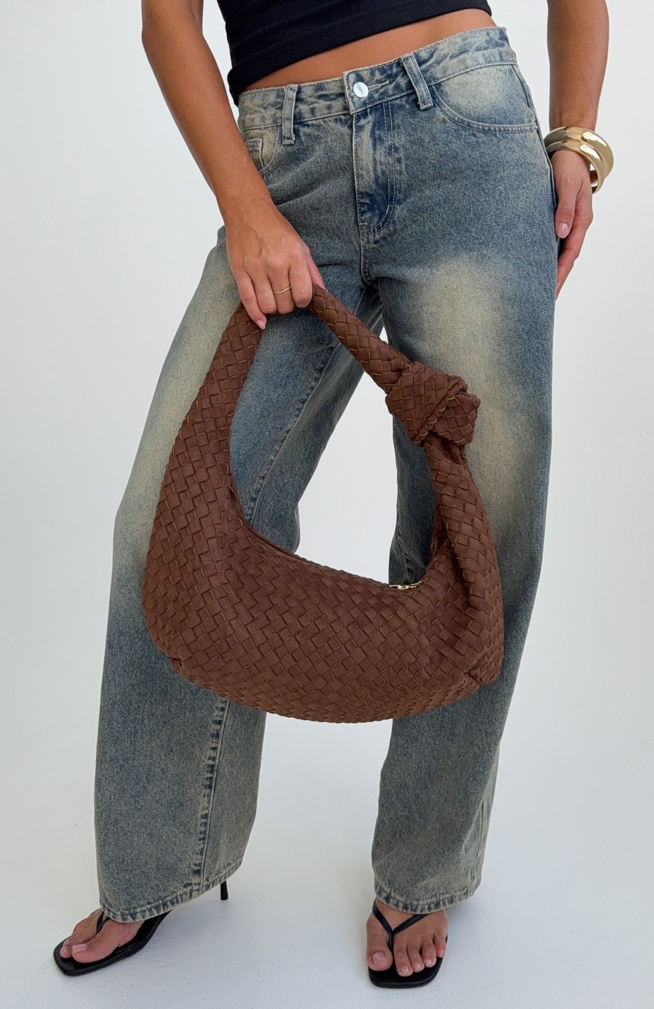 Lexi Shoulder Bag Chocolate Faux Suede