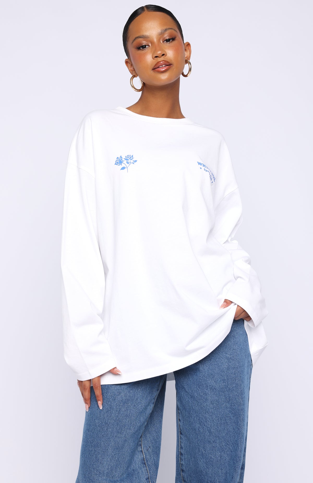 Little Bit Loud Oversized Long Sleeve Tee White