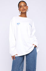 Little Bit Loud Oversized Long Sleeve Tee White