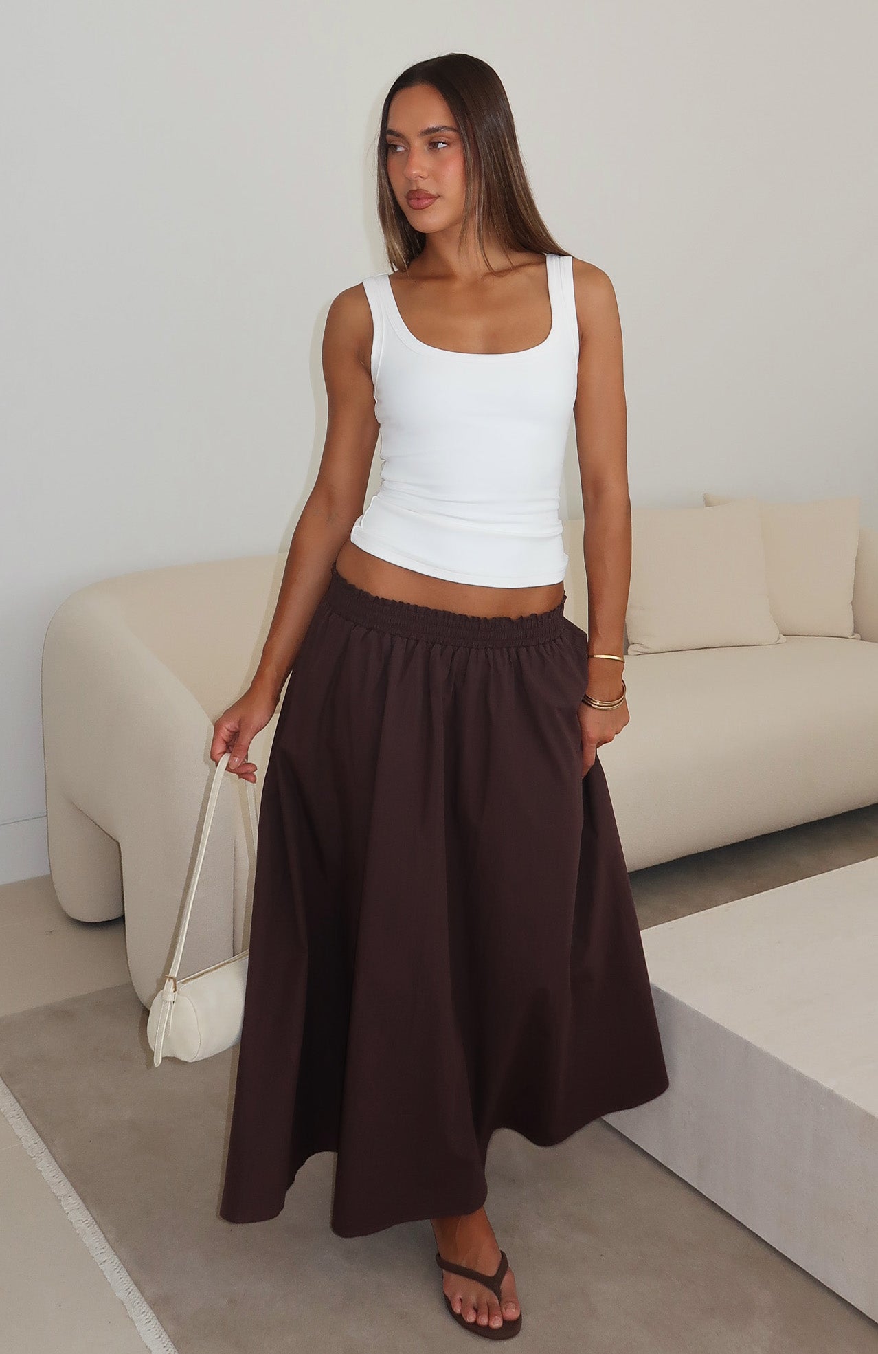 Lost In Your Love Maxi Skirt Chocolate