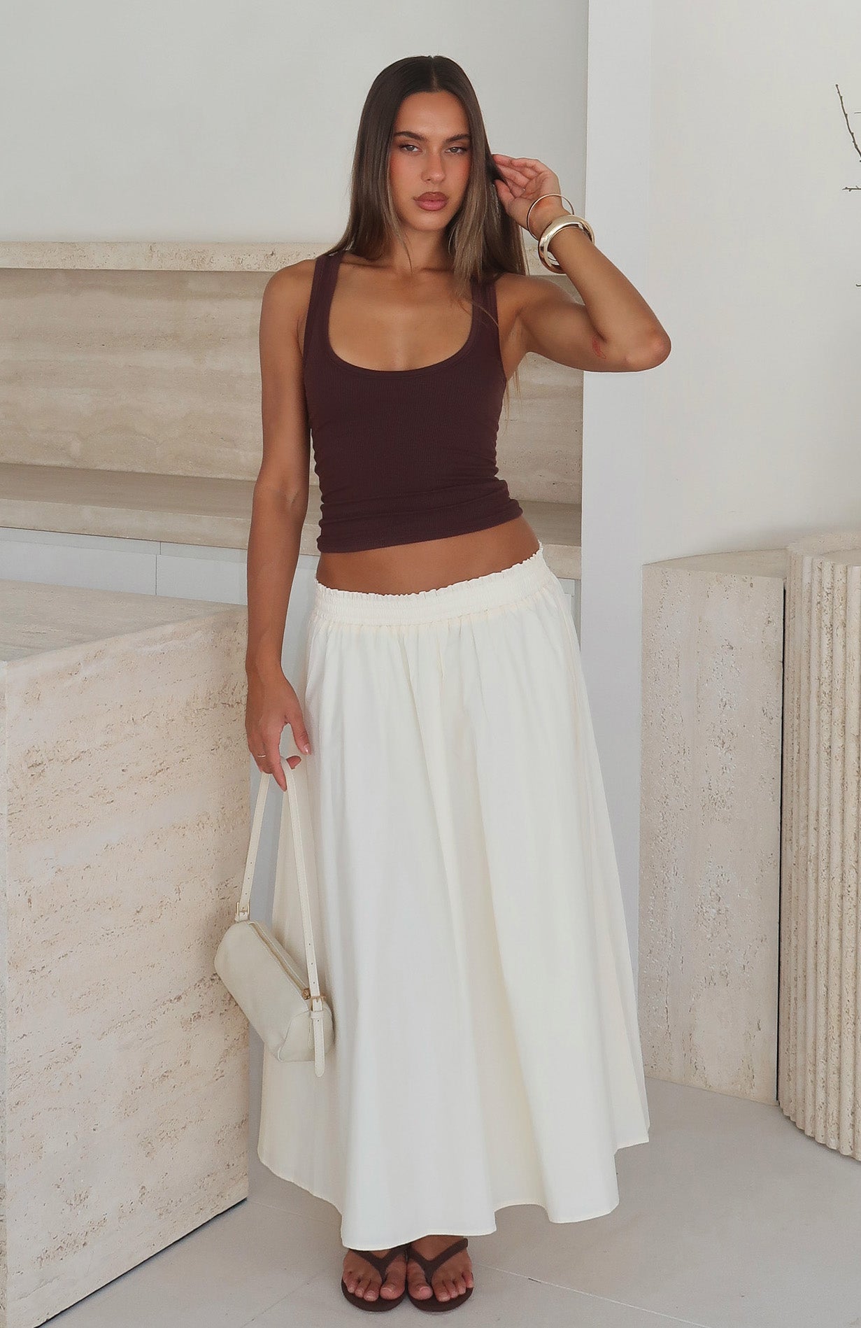 Lost In Your Love Maxi Skirt Cream