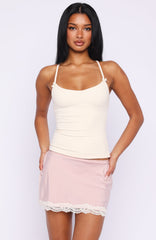 Too Cute To Care Bow Trim Cami Top Cream