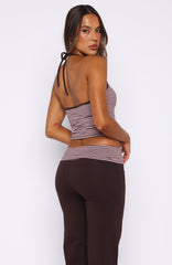 Lucky Charm Halter Top Choc / Pink Stripe