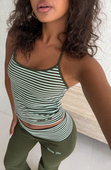 Lucky Charm Halter Top Khaki / Mint Stripe